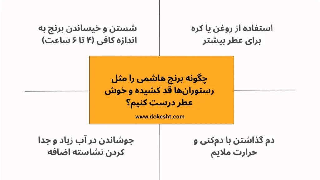 طرز پخت برنج هاشمی تا مثل رستوران‌ها قد کشیده و خوش عطر درست بشود